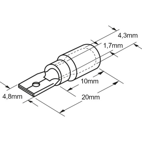 Faston isolé mâle 4.8mm 10A - rouge