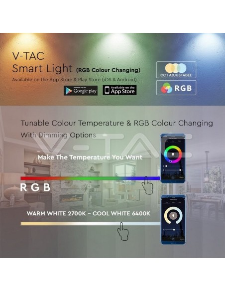 V-TAC SMART HOME VT-5124 2755 Bombilla LED E27 5W G45 Compatible con Google Home y Amazon Alexa a través de V-Tac Smart App