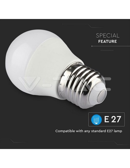 V-TAC SMART HOME VT-5124 2755 Lampadina LED E27 5W G45 Compatibile con Google Home e Amazon Alexa Tramite App V-Tac Smart