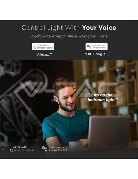 V-TAC SMART HOME VT-5164 2757 LED-Strahler GU10 4,5W Satinato Kompatibel mit Google Home und Amazon Alexa über V-Tac Smart App