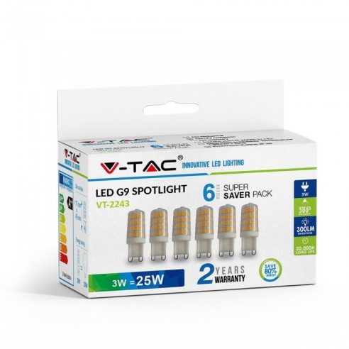 V-TAC VT-2243 6er-Pack G9 3W...