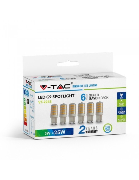 V-TAC VT-2243 Confezione da 6 faretti LED G9 3W