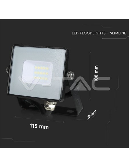 V-TAC PRO VT-10 LED Spotlight SMD Chip Samsung 10W Colour Black IP65
