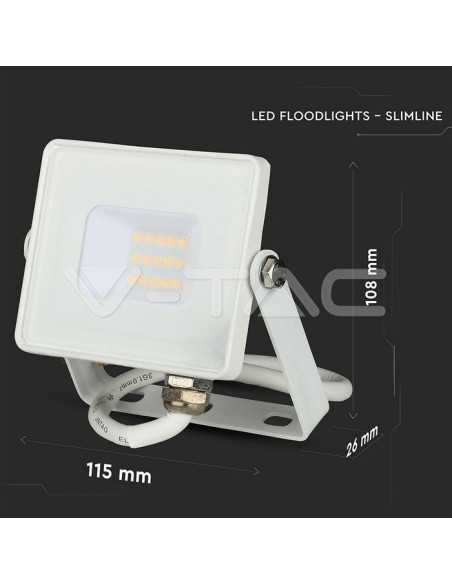 V-TAC PRO VT-10 LED Spotlight SMD Chip Samsung 10W Colour White IP65