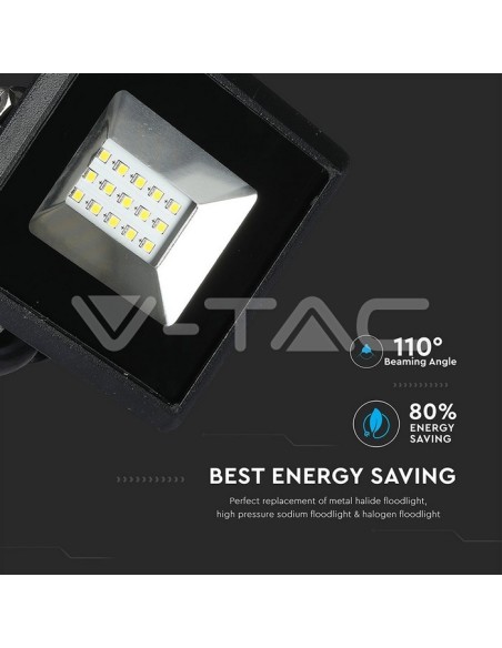 V-TAC VT-4011 10W SMD LED Spotlight E-Series Colour Black IP65