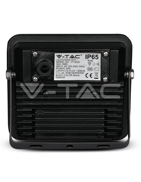 V-TAC VT-5020 5985 20W SMD LED RGB Bluetooth 3-in-1 Dimmable Black App Control LED Spotlight