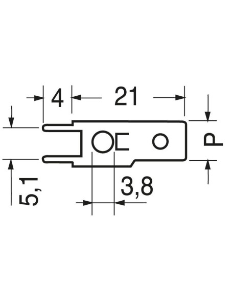 Male faston terminal 6.35mm for printed circuit board