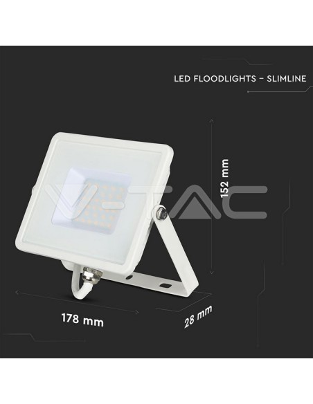 V-TAC PRO VT-30 Faro LED SMD Chip Samsung 30W Colore Bianco IP65