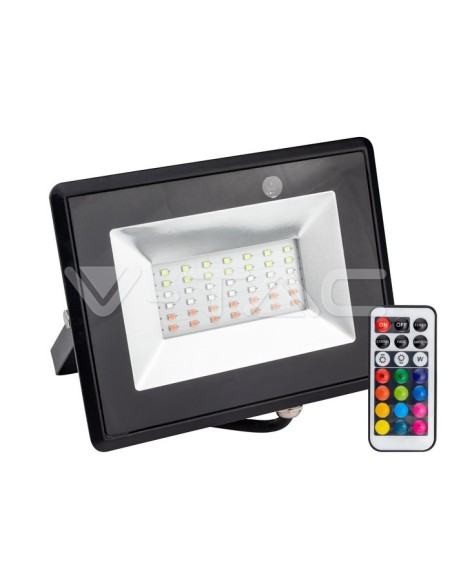 V-TAC VT-4952 5996 50W RGB SMD LED-Flutlicht mit Infrarot-Fernbedienung Schwarz IP65 dimmbar