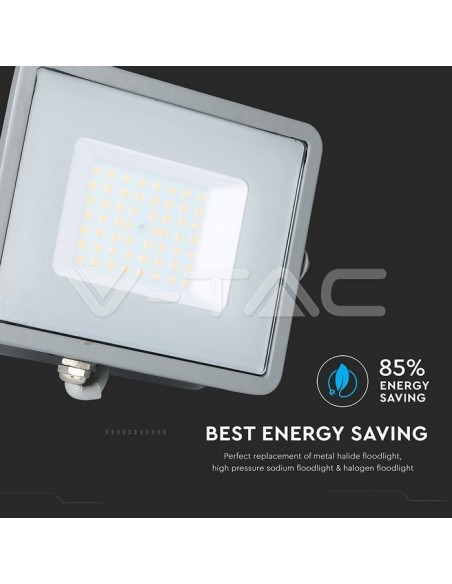 V-TAC PRO VT-50 Faro LED SMD Chip Samsung 50W Colore Grigio IP65