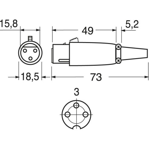 3-polige XLR-aansluiting voor microfoons