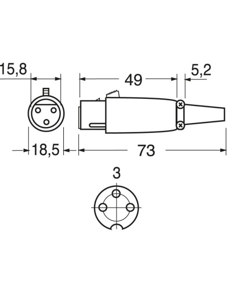 3-polige XLR-Buchse für Mikrofone