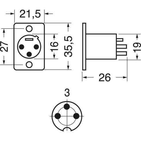 3-polige Panel-XLR-Buchse für Mikrofone