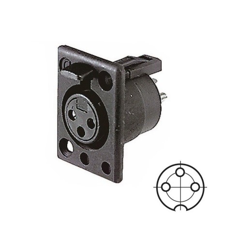 Black 3-pin panel XLR socket for...