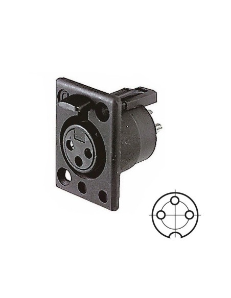 Schwarze 3-polige Panel-XLR-Buchse für Mikrofone - Deltron Components