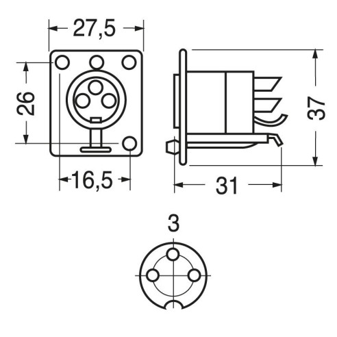 Zwarte 3-pins XLR-aansluiting voor...