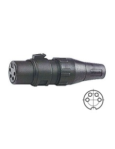 Toma XLR negra de 4 pines...