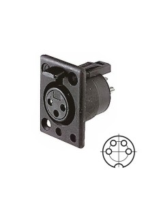 Toma XLR negra de 4 pines...