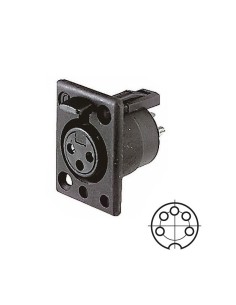 Toma XLR negra de 5 pines...
