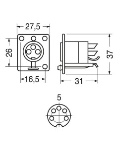 5-pin XLR panel socket for... 2