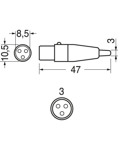 Toma mini XLR de 3 pines para micrófonos