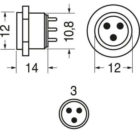 3-poliger Mini-XLR-Einbaustecker für...