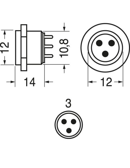 Fiche de panneau mini XLR à 3 broches pour microphones