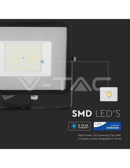 V-TAC PRO VT-56 LED Spotlight SMD Samsung Chip 50W 120Lm/W Kleur Zwart IP65