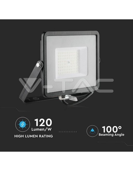 V-TAC PRO VT-56 Foco LED Chip SMD Samsung 50W 120Lm/W Color Negro IP65