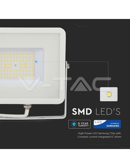 V-TAC PRO VT-56 LED Spotlight SMD Samsung Chip 50W 120Lm/W Colour White IP65