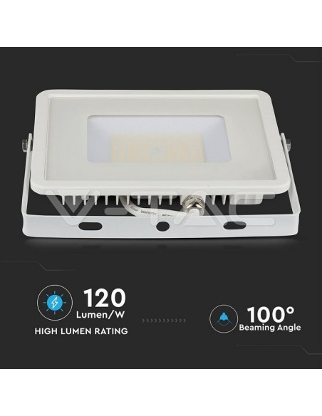 V-TAC PRO VT-56 Faro LED SMD Chip Samsung 50W 120Lm/W Colore Bianco IP65