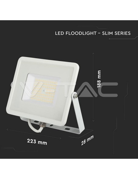 V-TAC PRO VT-56 LED Spotlight SMD Samsung Chip 50W 120Lm/W Colour White IP65