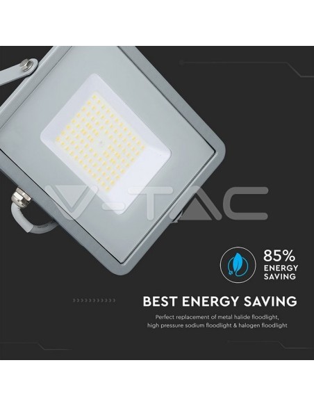 V-TAC PRO VT-56 Faro LED SMD Chip Samsung 50W 120Lm/W Colore Grigio IP65