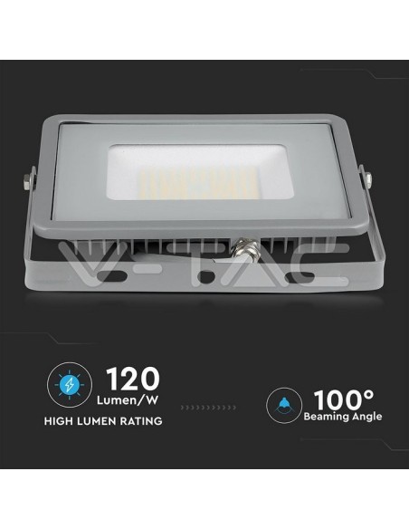 V-TAC PRO VT-56 LED Spotlight SMD Samsung Chip 50W 120Lm/W Colour Grey IP65