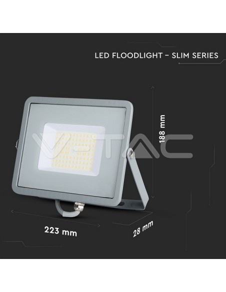 V-TAC PRO VT-56 Foco LED Chip SMD Samsung 50W 120Lm/W Color Gris IP65