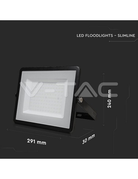 V-TAC PRO VT-100 Foco LED SMD Samsung Chip 100W Color Negro IP65