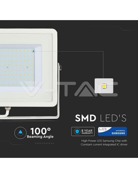 V-TAC PRO VT-100 Foco LED Chip Samsung 100W Color Blanco IP65