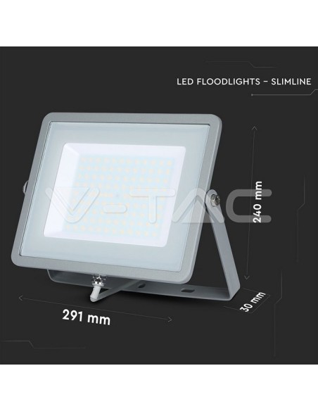 V-TAC PRO VT-100 Faro LED SMD Chip Samsung 100W Colore Grigio IP65