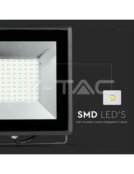 V-TAC VT-40101 Spot à LED SMD 100W Série E Noir Couleur IP65