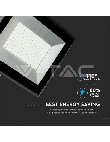 V-TAC VT-40101 100W SMD LED Spotlight E-Series Black Colour IP65