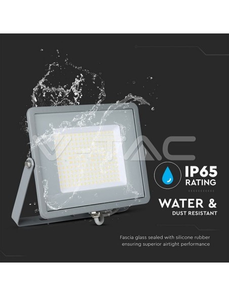 V-TAC PRO VT-106 Foco LED Chip SMD Samsung 100W 120Lm/W Color Gris IP65