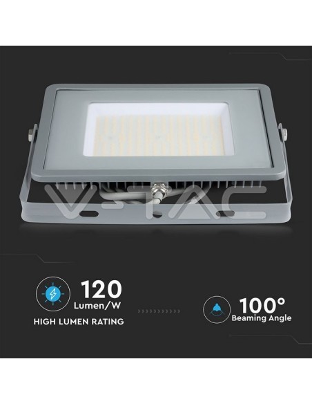 V-TAC PRO VT-106 Foco LED Chip SMD Samsung 100W 120Lm/W Color Gris IP65