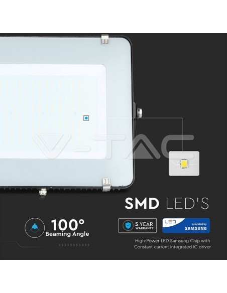 V-TAC PRO VT-200 Faro LED SMD Chip Samsung 200W Colore Nero IP65