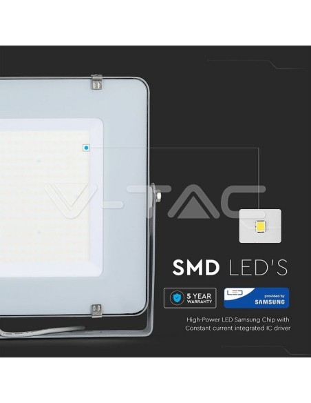 V-TAC PRO VT-306 LED Spotlight SMD Samsung Chip 300W 120Lm/W Kleur Grijs IP65
