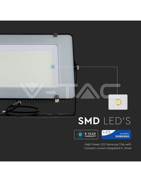 V-TAC PRO VT-306 LED-Strahler SMD Samsung Chip 300W 120Lm/W Farbe Schwarz IP65