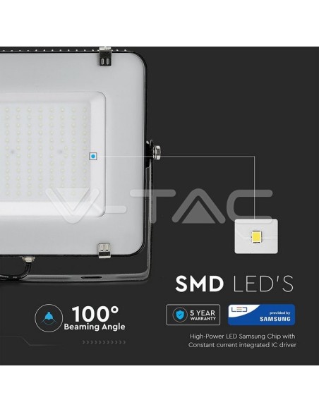 V-TAC PRO VT-150 Foco LED Chip Samsung 150W Color Negro IP65