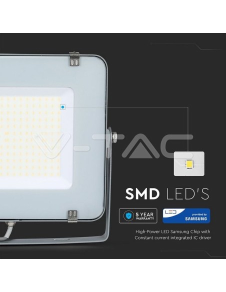 V-TAC PRO VT-156 LED Spotlight SMD Samsung Chip 150W 120Lm/W Colour Grey IP65