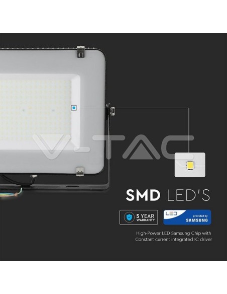 V-TAC PRO VT-156 LED Spotlight SMD Samsung Chip 150W 120Lm/W Colour Black IP65