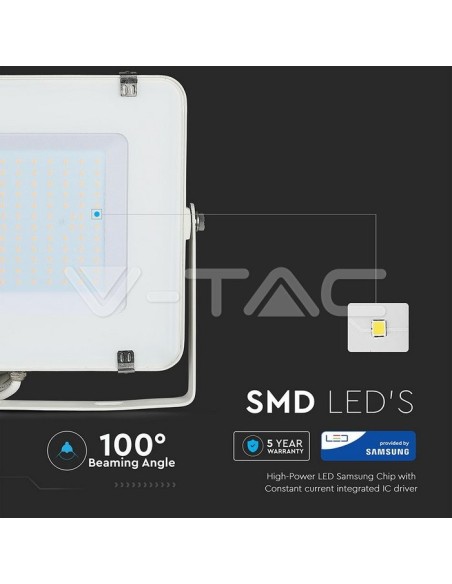 V-TAC PRO VT-150 Faro LED SMD Chip Samsung 150W Colore Bianco IP65