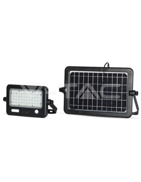 V-TAC VT-788-10 8674 LED Solar Panel Light 10W with PIR Sensor and 5V USB Output 1A Colour Black 4000K IP65